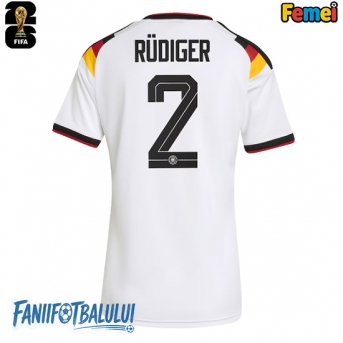 Germania Antonio Rudiger #2 Echipament de Fotbal Replică Mondial 2026 Femei Acasa